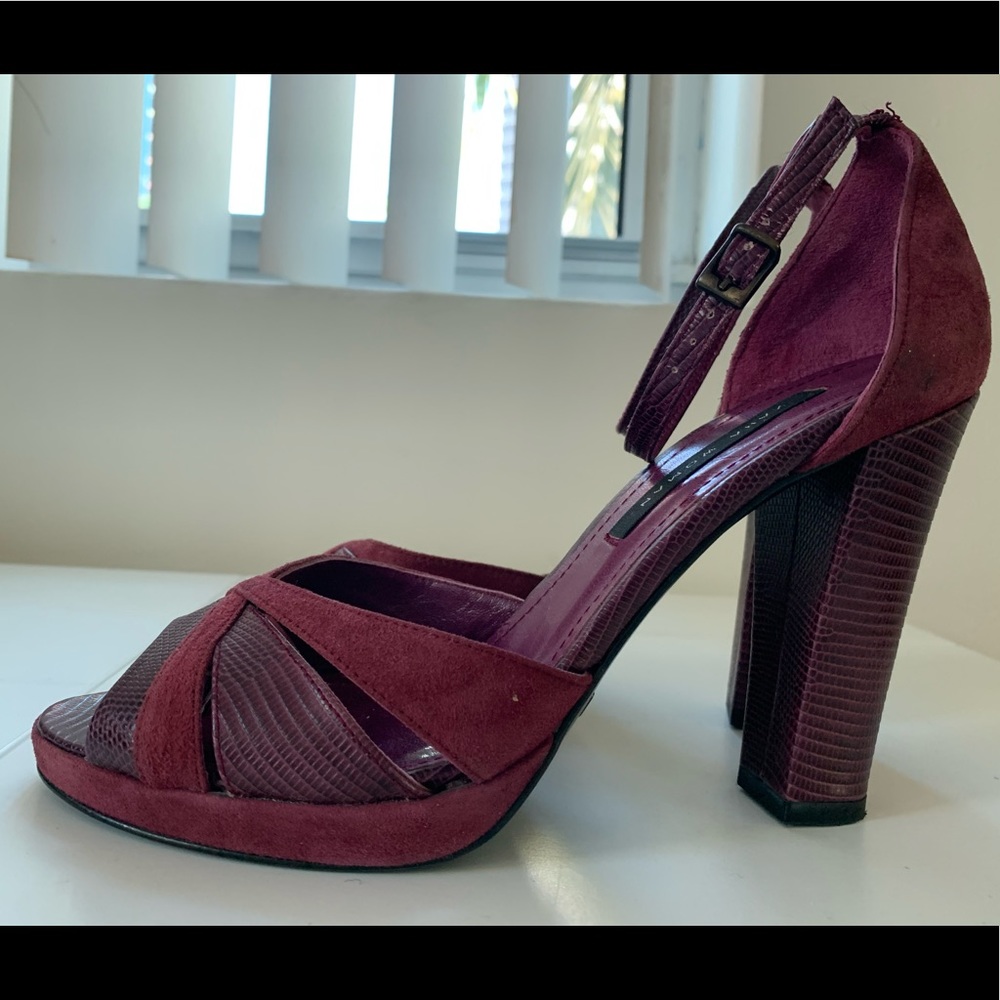Zara Burgundy Strappy Sandals sz 8